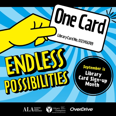 comic book style illustration of a yellow hand holding a generic library card