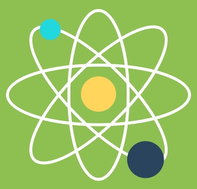 Solar system graphic with planets in orbit