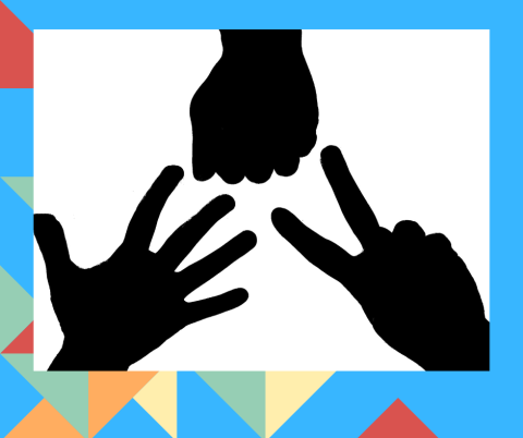 shadows of hands playing rock paper scissors