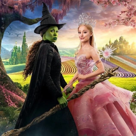 Image of Elphaba and Glinda, from Wicked Part One