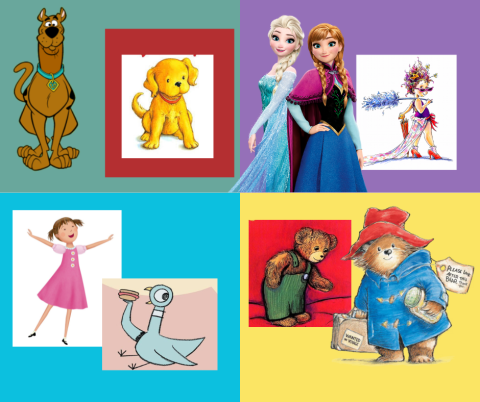 Scooby Doo, Biscuit, Anna and Else, Fancy Nancy, Pinkalicious, Pigeon, Corderoy, Paddington