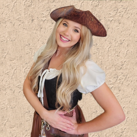 photo of singer Mina McIntyre dressed as a pirate