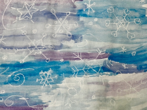 snowflakes and watercolor background