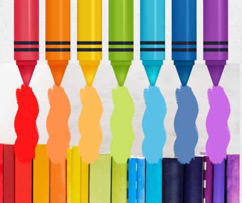 brightly colored crayons melting from top to bottom of picture