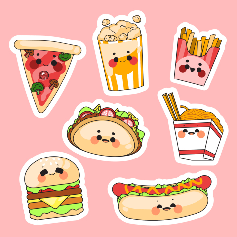 kawaii-style illustration of kids' favorite foods