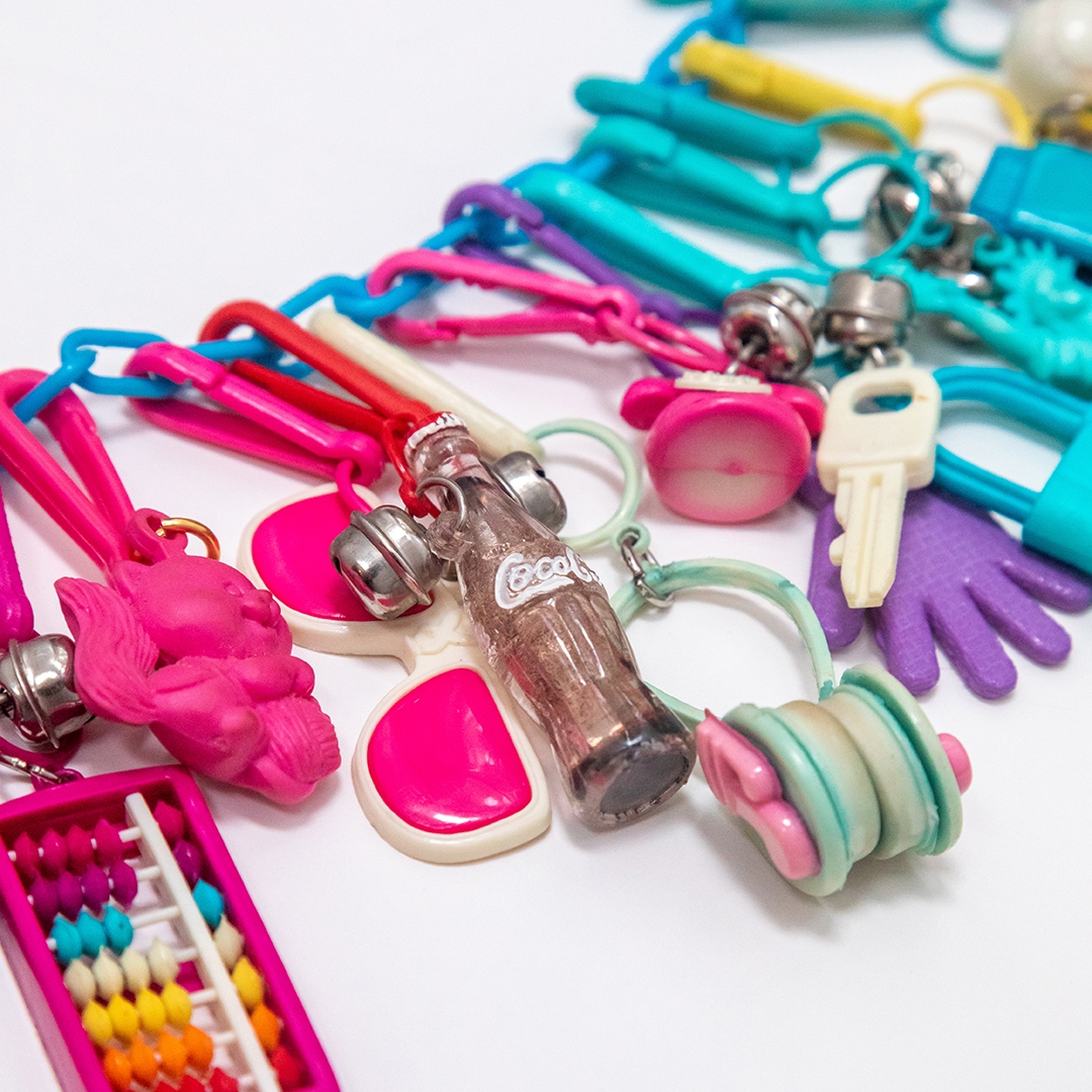photo of a colorful plastic charm bracelet