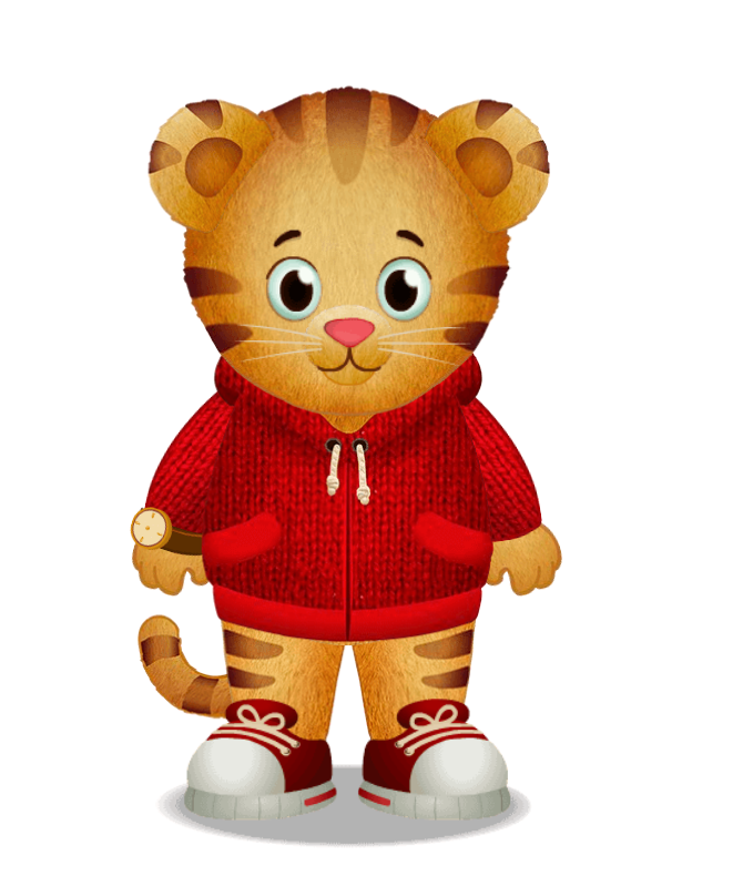 illlustration of Daniel Tiger cartoon character, young tiger wearing a red sweater