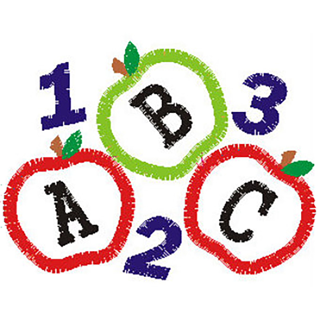 illustration of apples with numbers and letters